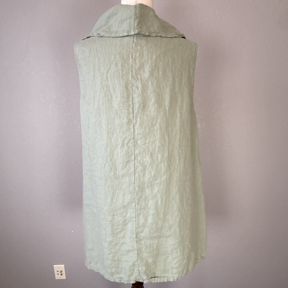 Match Point Cowl Neck Sleeveless Tunic Top Shirt Size S Sage Green Linen Pockets - Picture 4 of 7